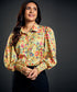 Classic Collar Printed Satin Shirt Top