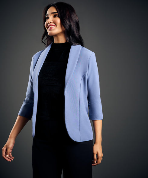 3/4 Sleeve Light Blue Office Blazer
