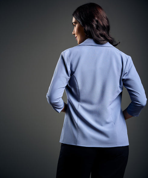 3/4 Sleeve Light Blue Office Blazer