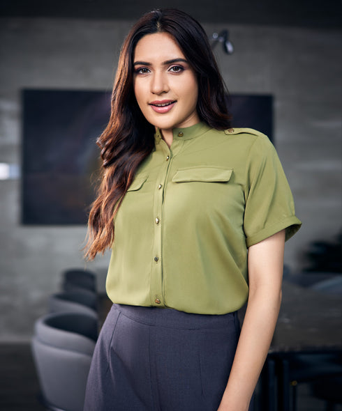 Gold Button Attached Chiffon Top