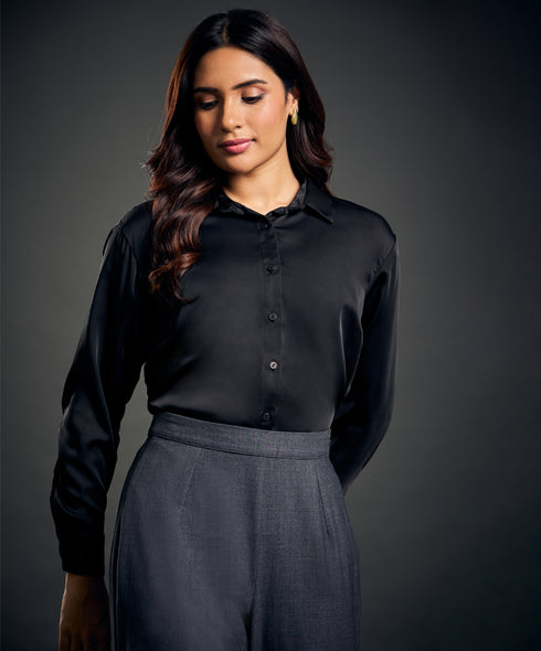 Work Wear Satin Black blouse