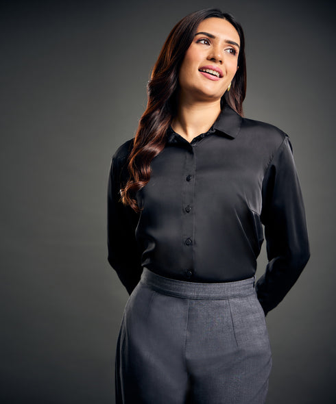 Work Wear Satin Black blouse