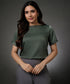 Short Sleeve Satin Green Top