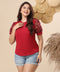 Lace Detailed Chiffon Maroon Top