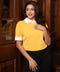 Sleeve Contrast Chiffon Formal Yellow Top