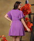 Sleeve Flared Skater Mini Purple Dress
