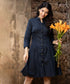 Dark Blue Waistless Linen Dress