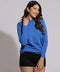Long Sleeve Crew Neck Blue Tshirt