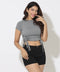 Side Gathered Crop Gray Tshirt
