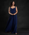Navy Blue Bustier Chiffon Maxi