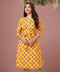 Front Open Half Sleeve Yellow Dress