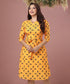 Front Open Half Sleeve Yellow Dress