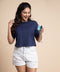 Navy Loose Fitted Crop Tshirt