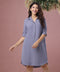 Front Buttoned Long Sleeve Grey Dress
