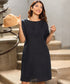 Pintuck Linen Shift Navy Dress