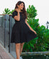Black Puffed Sleeve Mini Dress