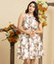 Floral Halter Neck Chiffon Dress