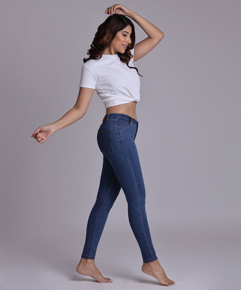 Mid Waist Blue Jean