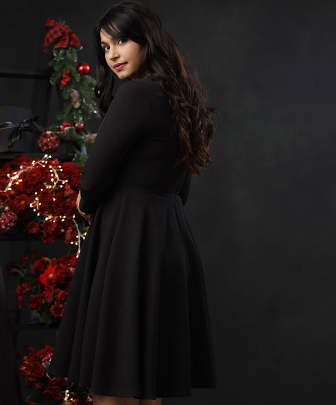 Half Sleeve Skater Revenge Black Dress