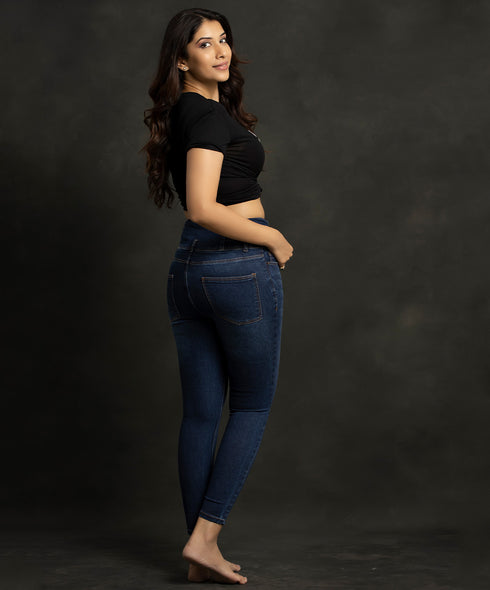 High Waist Skinny Dark Blue Jean