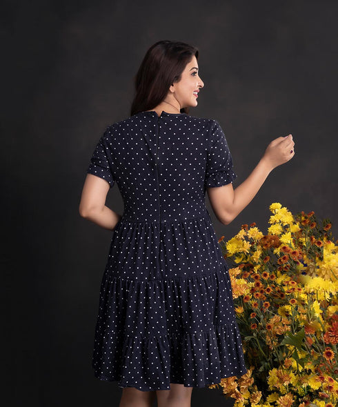 Polka Dot Printed Loose Fitted Dress