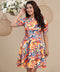 Half Sleeve Printed Mini Scuba Dress