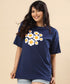Floral Printed Oversized Navy Tshirt