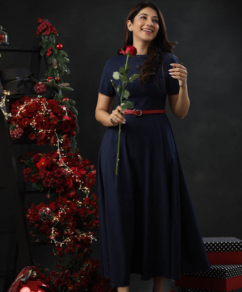 High Neck Basic Elegant Solid Dress