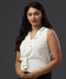 Vneck Frilled Chiffon Sleeveless White Top