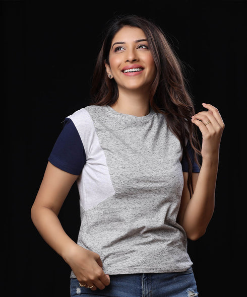 Three Tone Short Sleeve Crew Neck T-shirt