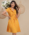 Front Vneck Frilled Short Sleeve Dress