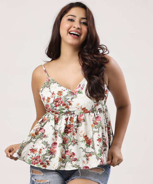 V-Neck Strappy Floral Top