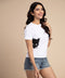 Side Cat Peeping White Tshirt