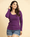 Purple Deep Round Neck Rib Tshirt