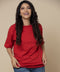 Red Solid Drop Shoulder Tshirt