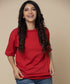 Red Solid Drop Shoulder Tshirt