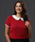 Contrast Peter Pan Collared Red Top