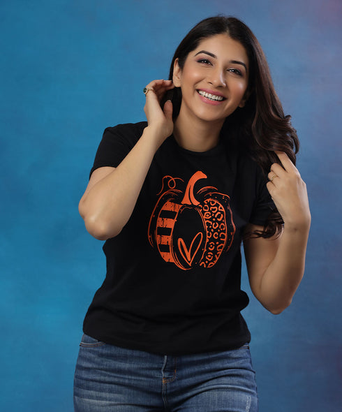 Pumpkin Printed Short Sleeve Tshirt