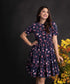 Blue Base Printed Loose Fitted Dress