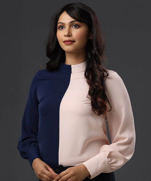 Solid Two Tone Chiffon Top