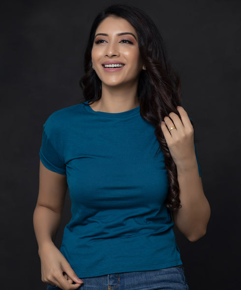 High Low Short Sleeve Teal T-shirt