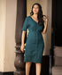 Teal Vneck Linen Shift Line Dress
