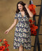 Deep Vneck Printed Chiffon Dress