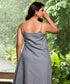 Curved Vneck Loose Fitted Linen Dress