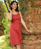 Rust Strappy Linen Shift Dress