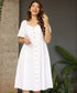 Sweet Heart  Front Buttoned Linen Dress