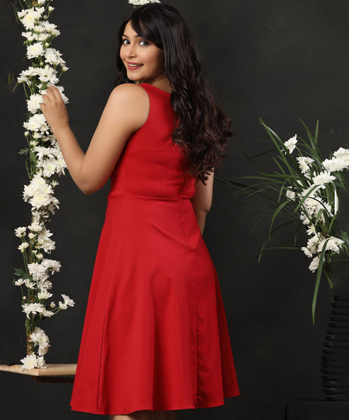 Red Scoop Neck Witch Dress