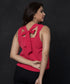 Hot Pink Sleeveless Braided Loop Chiffon Top