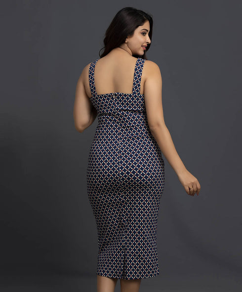 Sleeveless Printed Ponte Body Hugging Dress