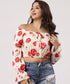 Off Shoulder Printed Long Sleeve Top